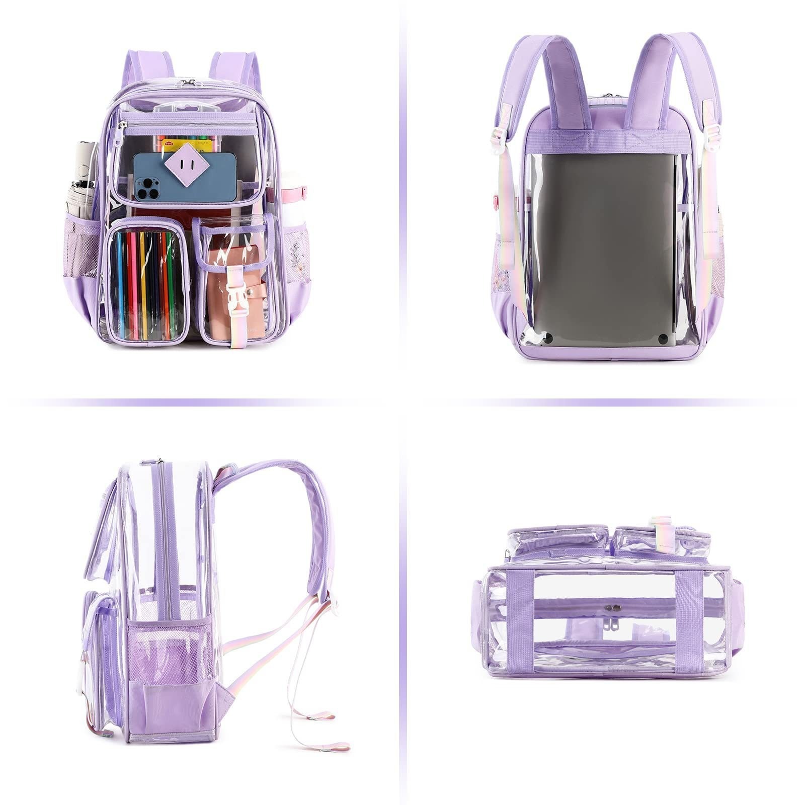 New in-stock cross-border Amazon bestseller transparent pvc backpack, outdoor fitness and sports visible backpack Item Picture