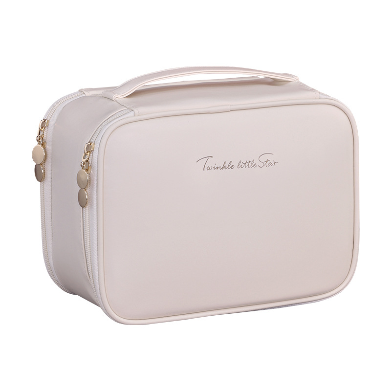 Jewelry one-piece multi-functional large-capacity high-end makeup bag, a niche design double-layer hand-held cosmetics storage bag Item Picture