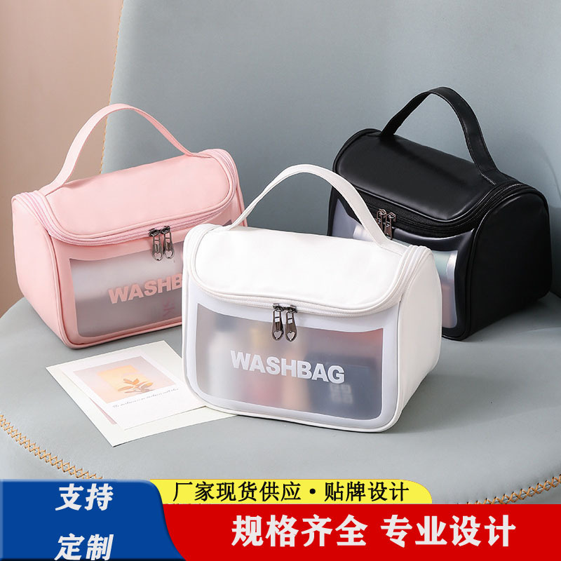 Customized Korean-style InS-style hand-held chanel-style makeup bags with large capacity waterproof hooks and toiletries storage bags details Picture