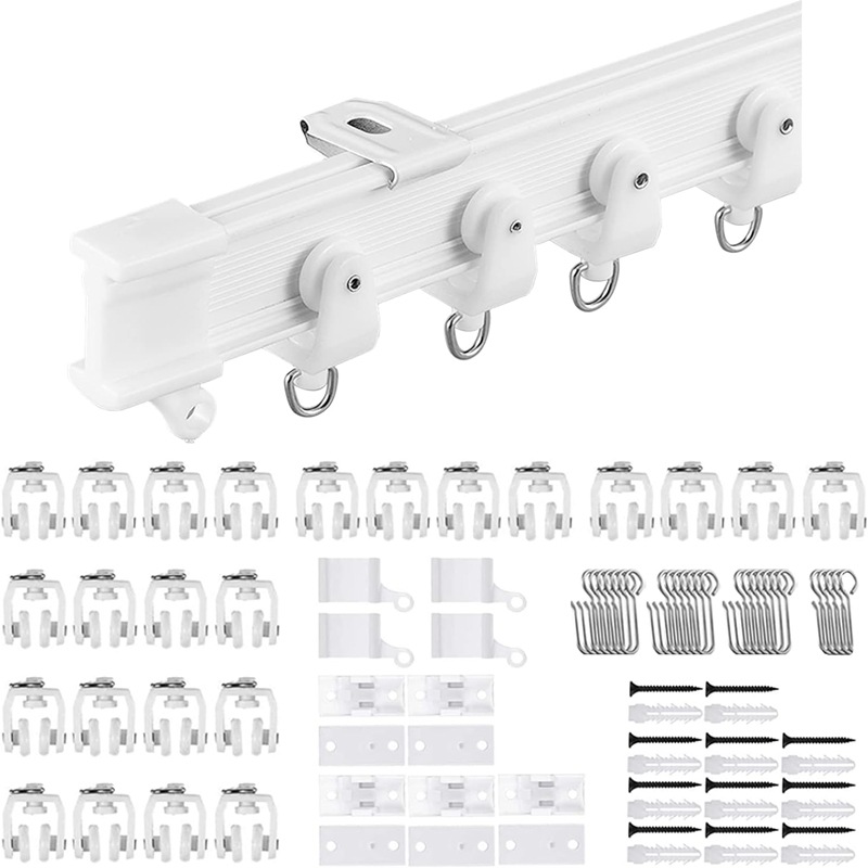 1-meter, 2-meter, 3-meter, 4-meter and 5-meter white flexible curtain track sets full figure