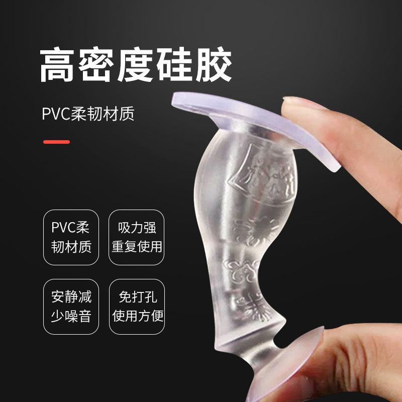 Silicone door stop without drilling, anti-collision door stop, bathroom door handle, door stop behind the door, household nail-free window guard details Picture