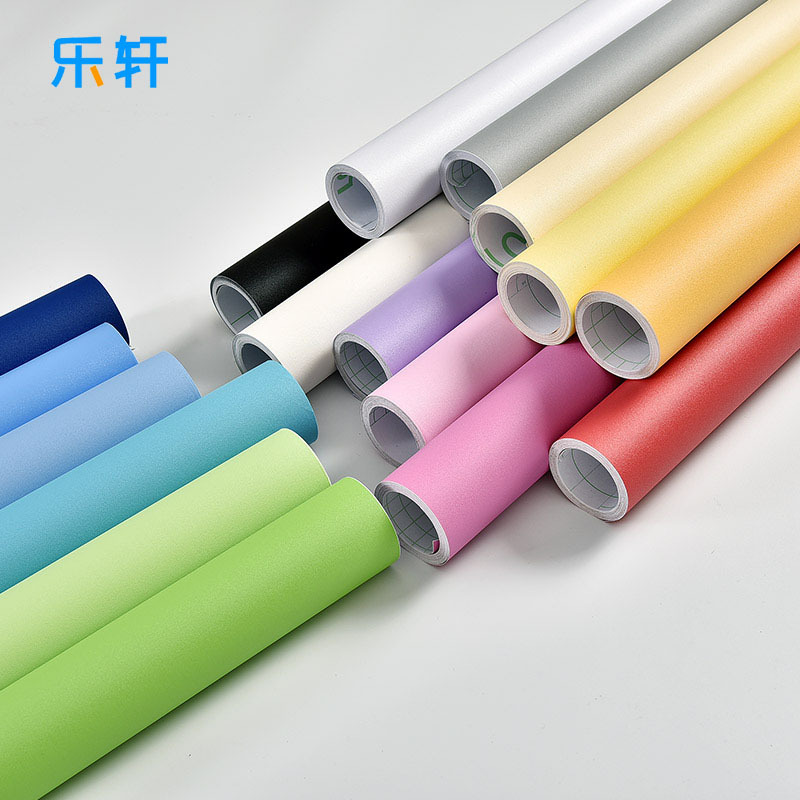 Solid-color wallpaper self-adhesive thickened PVC self-sticking plain simple cabinet renovation wallpaper waterproof children's school wall stickers Application Scenario