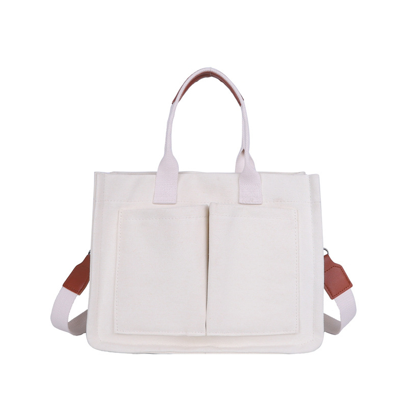 New cross-border large-capacity women's crossbody bag, multi-layer canvas casual retro hand-held casual single-shoulder bag for women Item Picture
