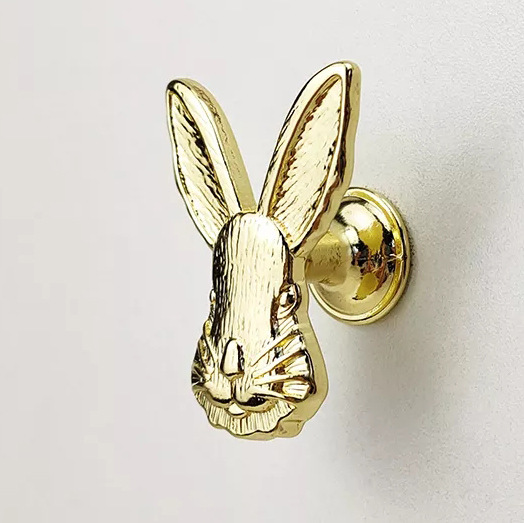 In-stock bunny handle zinc alloy single-hole handle for cabinets and drawers, metal craftsmanship for Easter full figure
