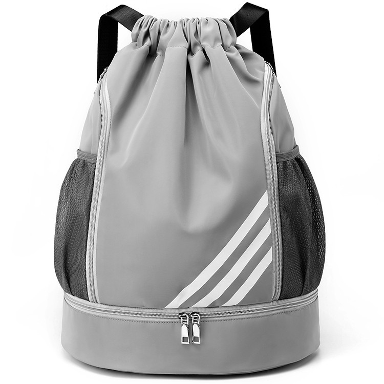 New nylon fabric drawstring pocket backpack, large-capacity outdoor storage bag, sports bag, dry and wet separation travel backpack full figure