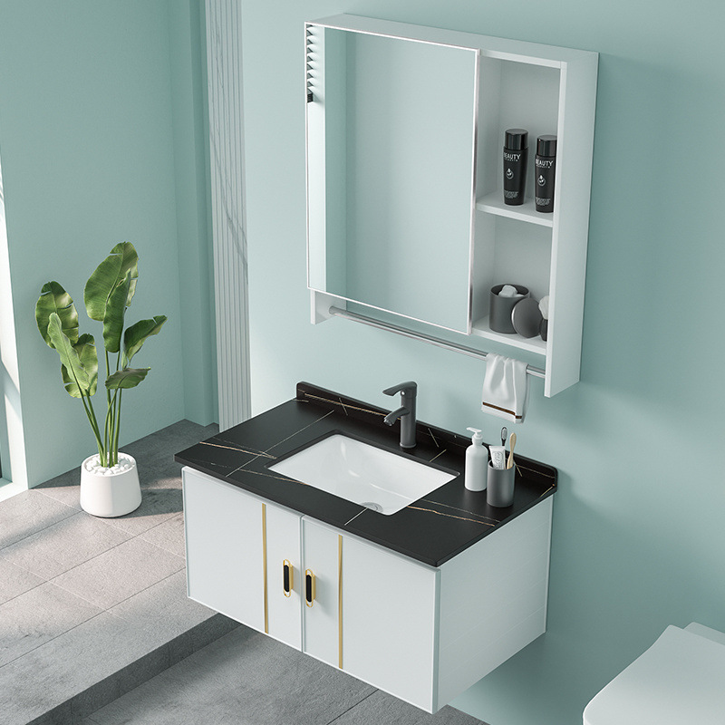 Bathroom washbasin cabinet combination, wall-mounted washbasin, small-sized balcony integrated ceramic washbasin, sink and surface basin details Picture