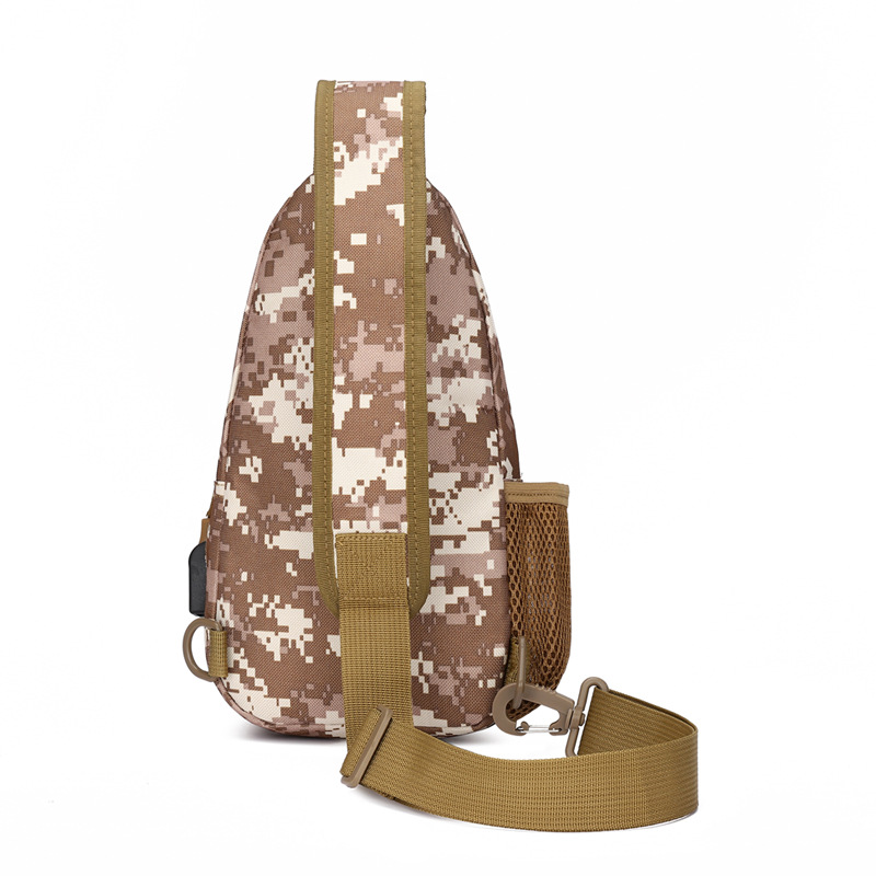 Tactical camouflage chest bag, charging case, waterproof and wear-resistant crossbody bag, multi-functional slingshot bag wholesale, casual and versatile Item Picture