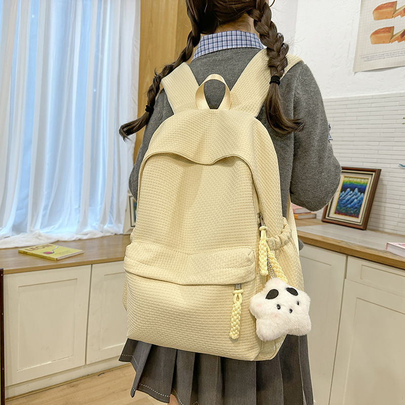 New Korean style Instagram forest-themed fresh and simple backpack for women, high appearance level, solid color, girlish travel backpack details Picture