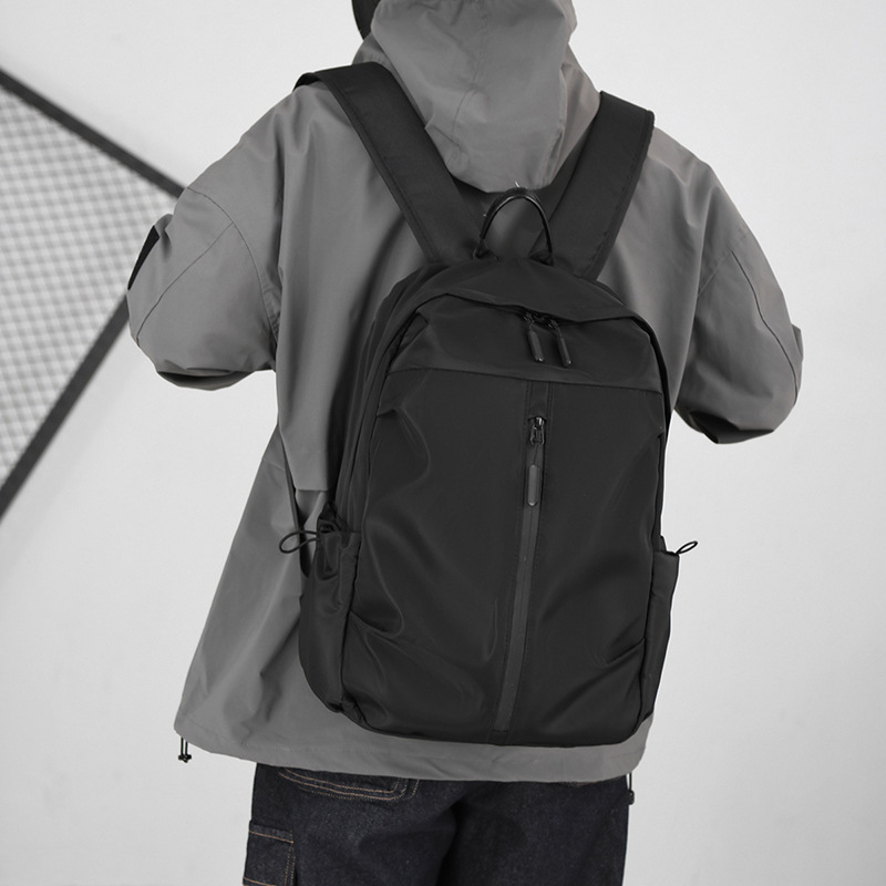 Casual men's backpack, trendy solid color, large-capacity student schoolbag, multi-functional water-resistant business travel backpack Specification drawing