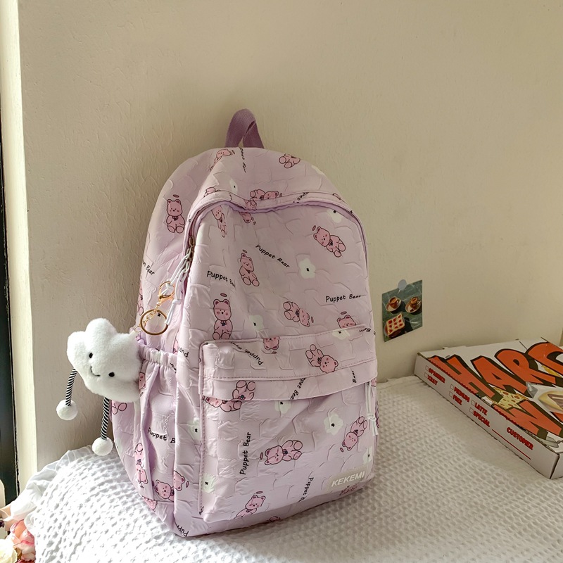 Little Bear schoolbag for primary school students, new niche design backpack for junior high school students, and lightweight color-blocking backpack for college students' computers Specification drawing
