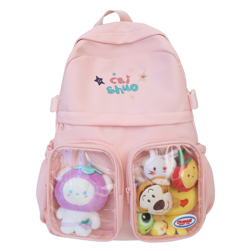 Japanese-style transparent pain bag, college style large-capacity backpack, cute backpack, college student baggy bag, travel and study tour bag Item Picture
