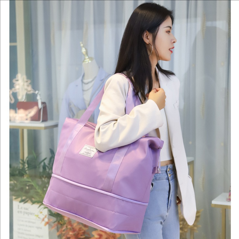 Folding travel bag, portable travel boarding bag, business trip luggage bag, yoga and fitness storage bag for women, large capacity, waterproof details Picture