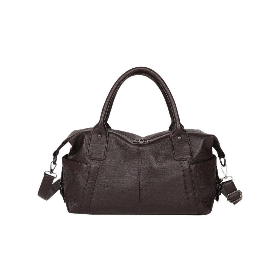 Cross-border retro Tote bag for women, new winter 2024 fashion pu single-shoulder bag, large-capacity commuter crossbody bag Item Picture