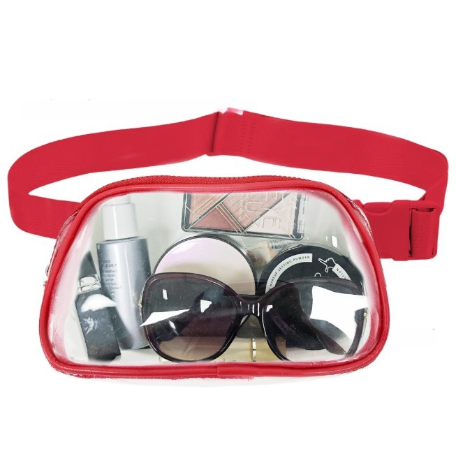 New transparent multi-color waist bag of the same style as lulu, PU waterproof outdoor sports running waist bag, crossbody waist bag Item Picture
