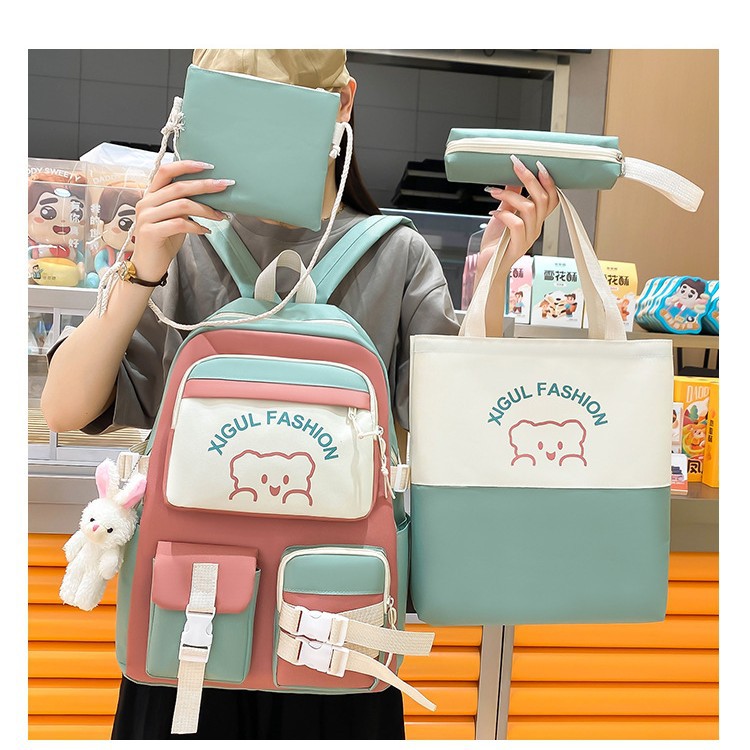 The schoolbag is of high appearance level in the forest style. It is a cute printed student bag. The backpack is simple and versatile. It is a hand-held tutorial bag full figure
