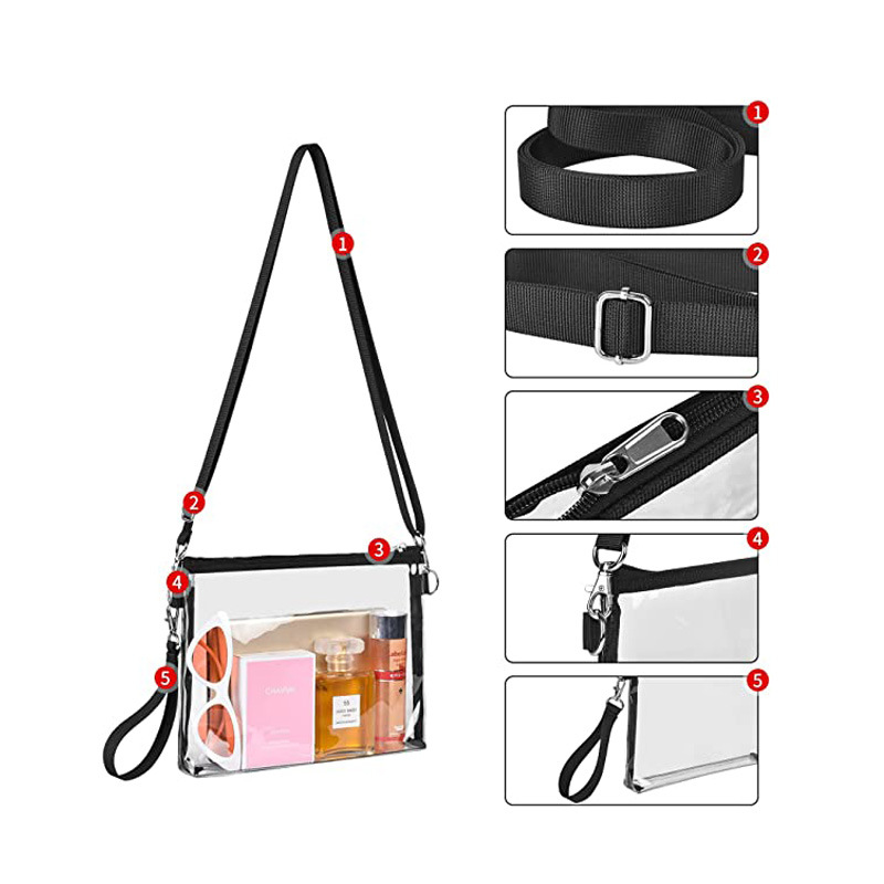 In-stock transparent PVC crossbody bag, waterproof stadium storage bag, sports bag, portable hand-held cross-border coin purse Application Scenario