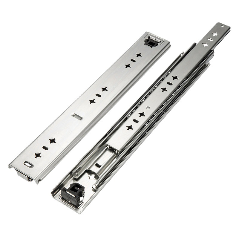 53-width single-sided lockable three-section industrial load-bearing drawer slide rail, ATM financial equipment heavy-duty guide rail, self-locking track Item Picture