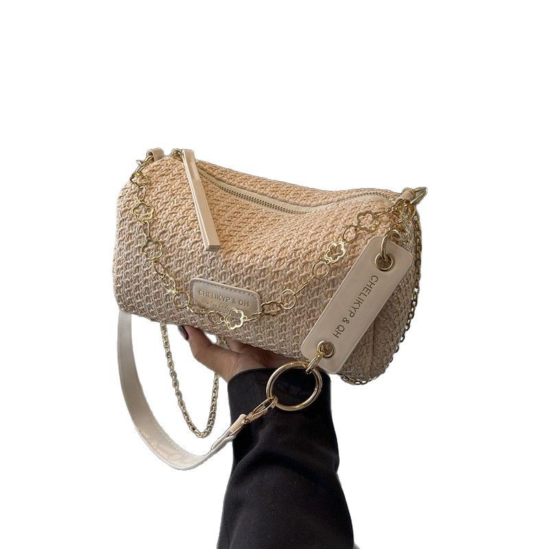 "2025 Trendy woven straw women's bag, fashionable summer beach vacation bag, stylish crossbody bag, versatile summer outfits. Item Picture