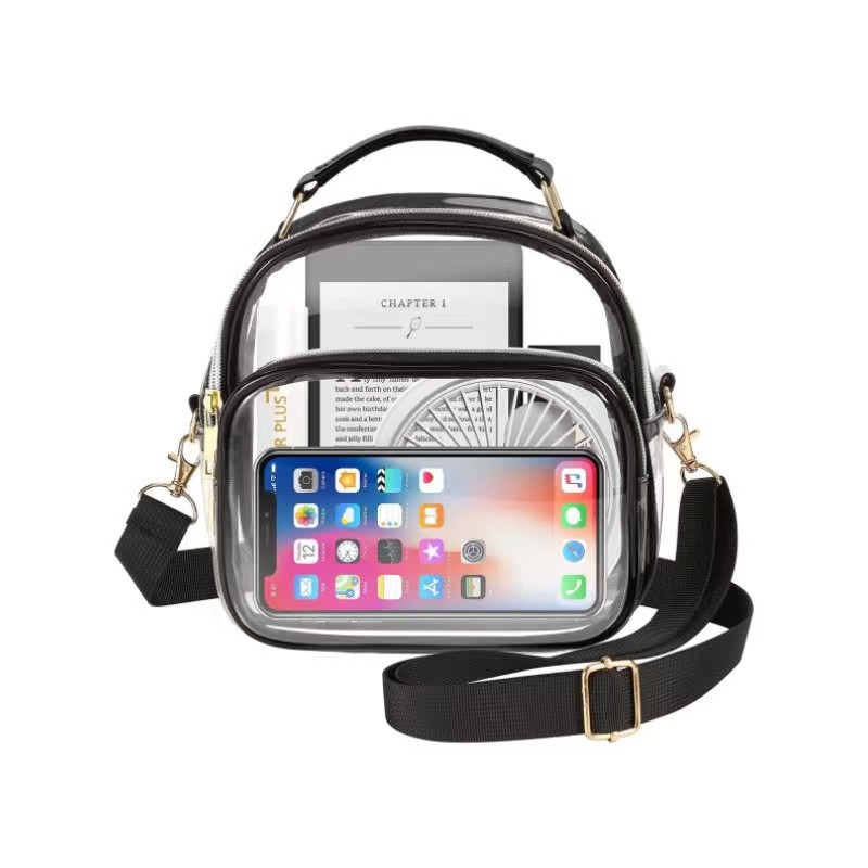 New Amazon women's transparent crossbody bag with front pocket, PVC odorless, suitable for single-shoulder crossbody and hand-carry details Picture