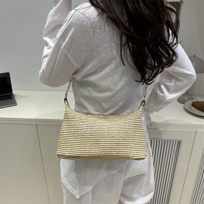 Vacation style straw woven bag for women 2025 New summer fashion woven bag for seaside and beach, large capacity single-shoulder crossbody bag Specification drawing