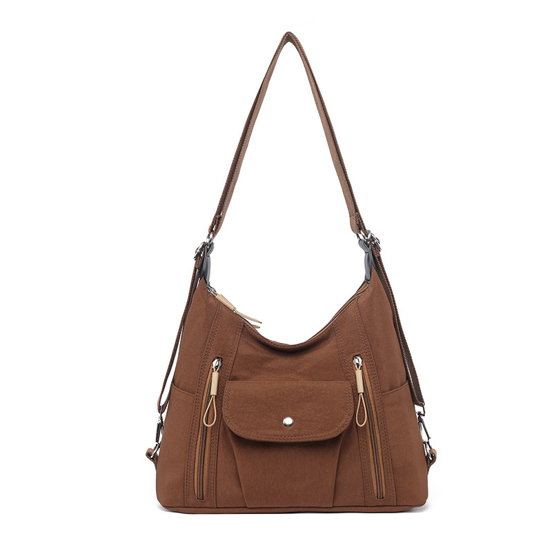 Retro soft fabric large-capacity motorcycle hot girl backpack with multiple carrying methods, high-end and versatile single-shoulder crossbody tote bag Item Picture
