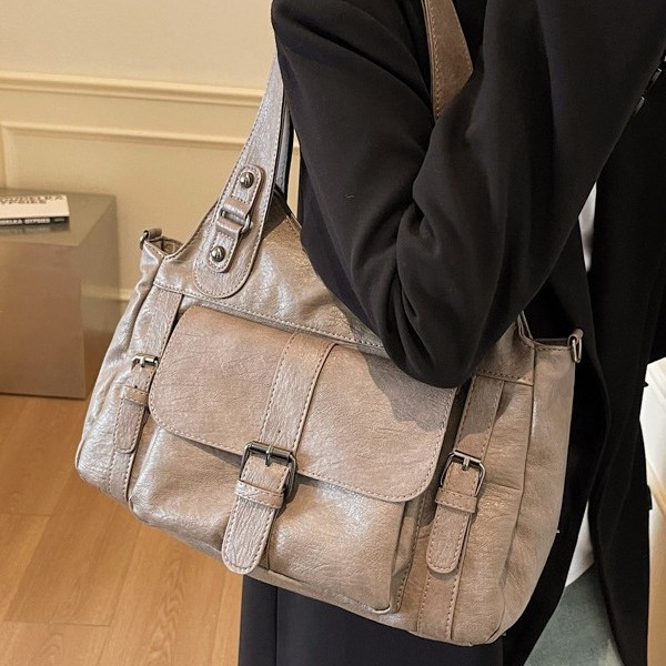 New cross-border foreign trade women's design sense large-capacity casual women's bag, crossbody handbag, retro women's bag, single-shoulder bag details Picture