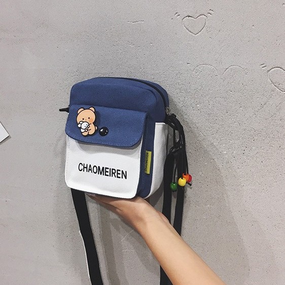 Bag Girl 2025 New Style trendy and cute student crossbody bag, versatile ins Korean-style artistic single-shoulder canvas bag Specification drawing