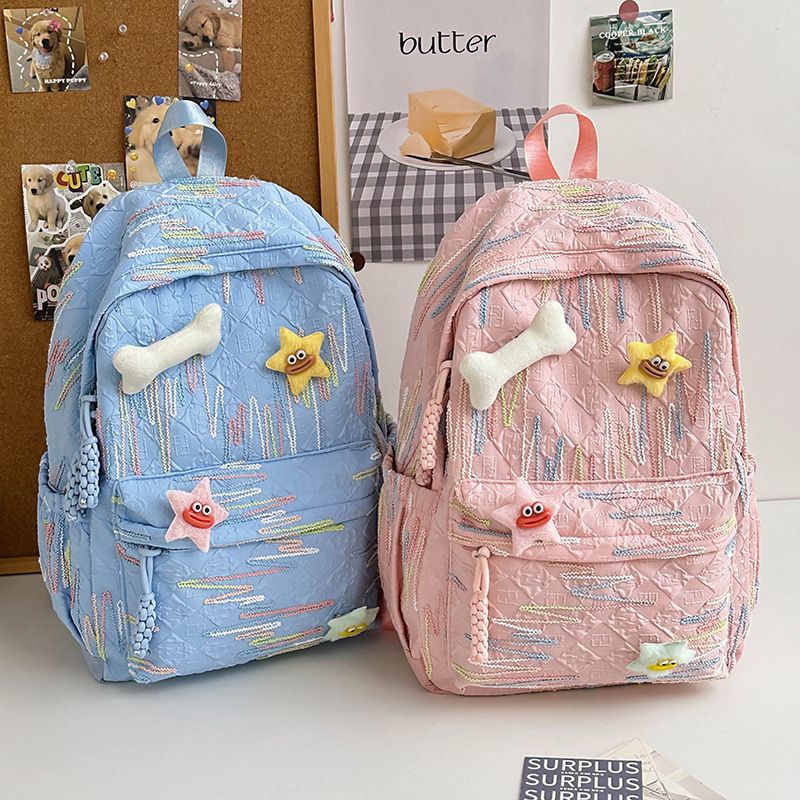 Backpack, high appearance level, schoolbag for students, cute on Instagram, large capacity, soft girl, light and easy to carry, backpack for junior and senior high school students full figure