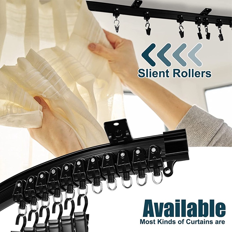 5-meter black curtain curved track, PVC track, silent slide rail, flexible U-shaped plastic steel arc-shaped guide rail full figure