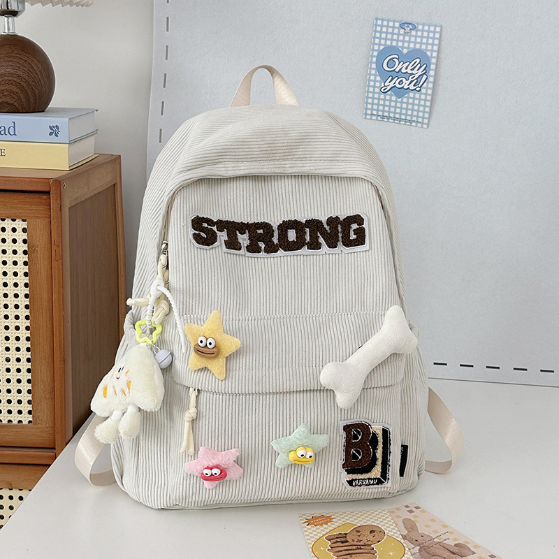 Anti-theft double-shoulder backrest backpack for girls, double-shoulder backpack for middle school students, casual star Bone Academy, Internet celebrity, high appearance level details Picture