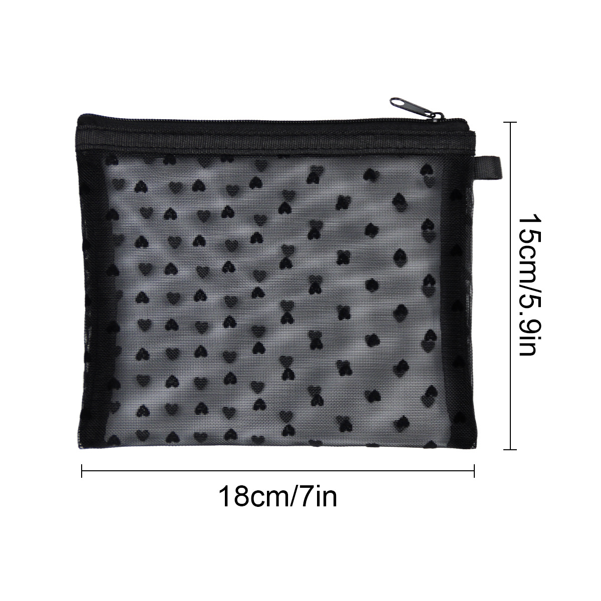 Runhui plush heart-shaped mesh makeup Bag Portable Cosmetics storage Bag Simple Mesh makeup bag high appearance level Item Picture