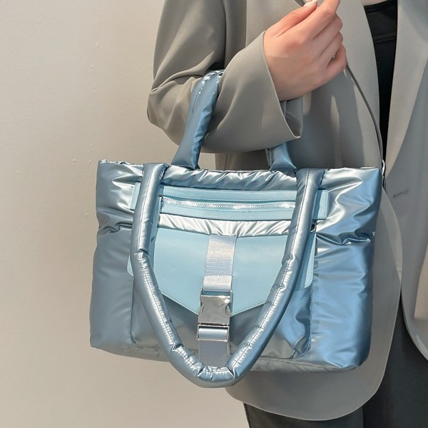 2025 New cotton-padded jacket bag, women's simple checkered space cotton handbag, niche, lightweight and casual single-shoulder crossbody bag full figure