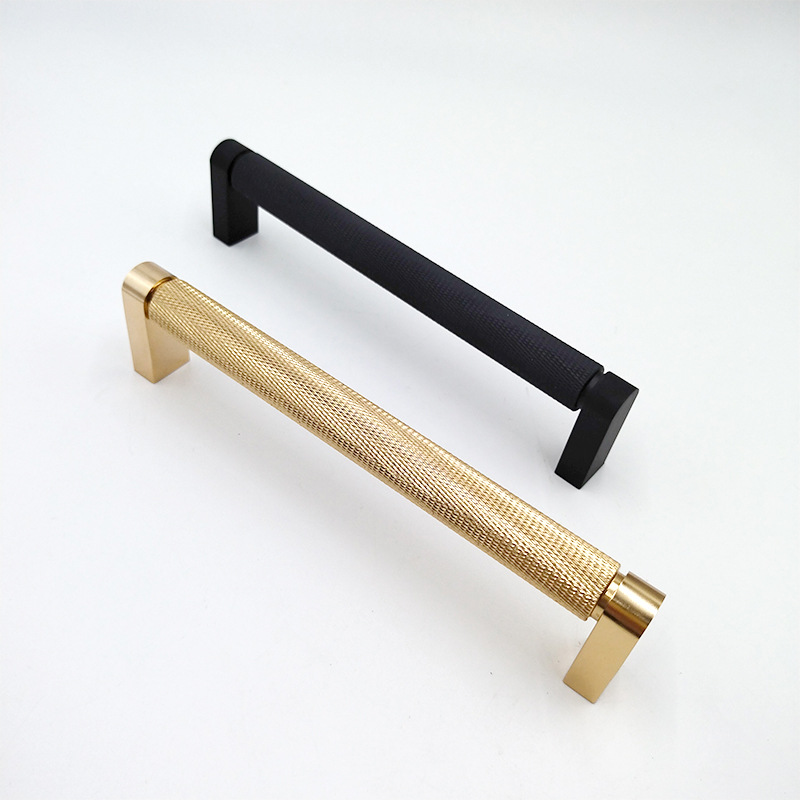 Wholesale of knurled and embossed aluminum alloy handles for cabinets, wardrobes, drawers, T-shaped handles, and round handles for cabinet doors details Picture
