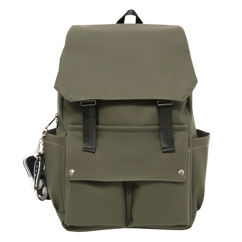 Korean-style ins fashion versatile large-capacity couple backpack for junior high school, senior high school and college students, solid-color multi-pocket travel backpack Item Picture