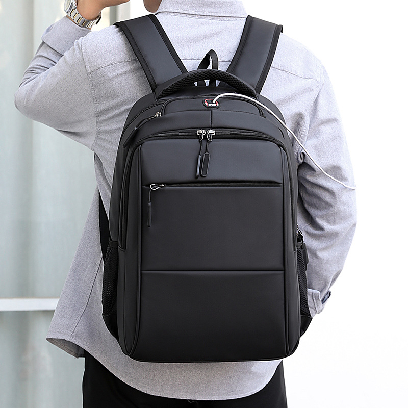 【 Customized 】 Cross-border computer backpack, men's high-end backpack, Black large-capacity schoolbag Backpack full figure