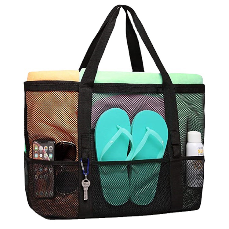 Amazon's best-selling large-capacity mesh hand-held beach bags, single-shoulder bath bags, slippers, towel storage bags and bath bags Item Picture