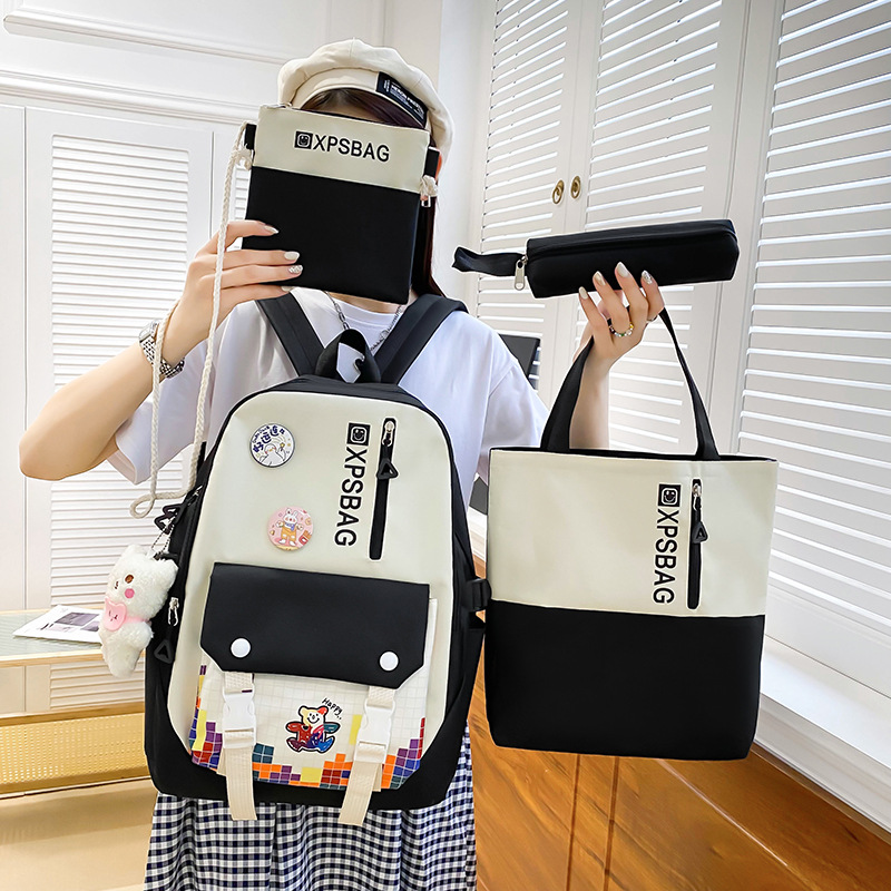 A new color-matched campus backpack set for primary school students, a large-capacity female forest-themed backpack for junior high school students, and cross-border travel Application Scenario