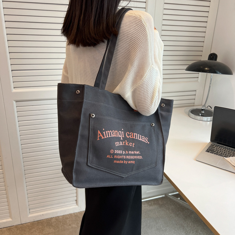 Canvas bag for women, 2022 New large-capacity women's bag, fashionable Korean-style tote bag, single-shoulder bag for female college students in class details Picture