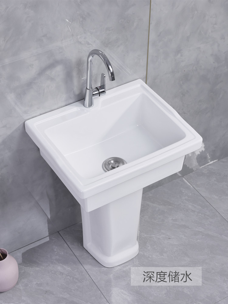Laundry sink, ceramic basin, square sink, large laundry sink, balcony, bathroom, column, washbasin, sink for washing vegetables, countertop details Picture
