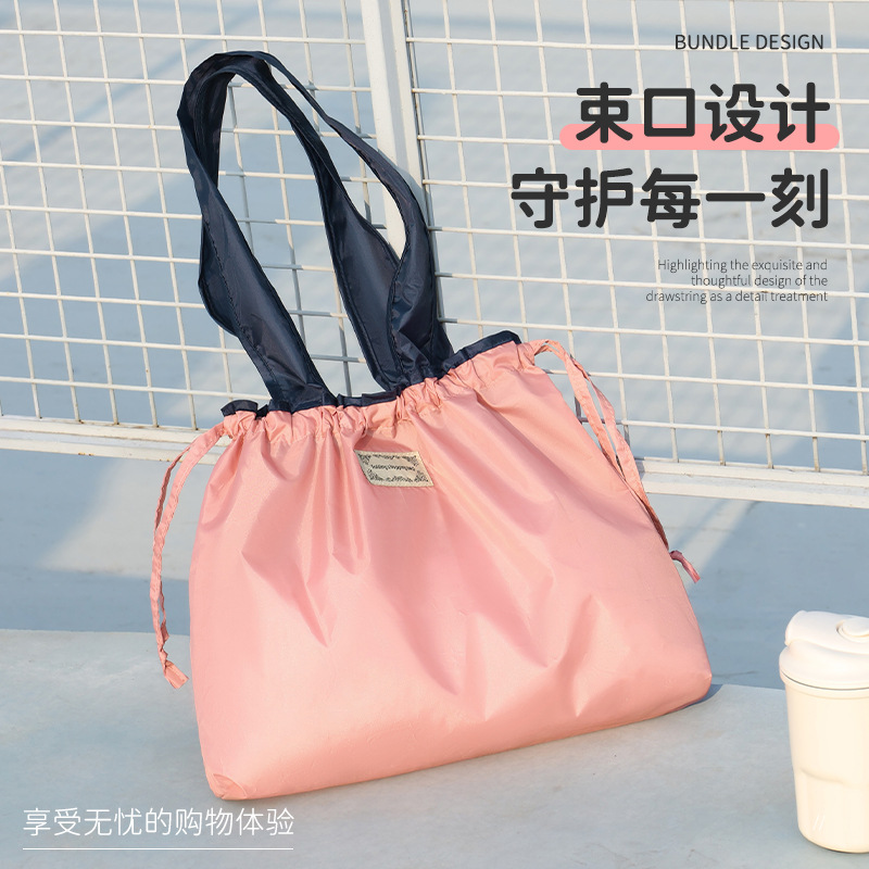 Large folding shopping bags, large-capacity Oxford fabric waterproof eco-friendly bags, portable shopping bags, hand-carry supermarket grocery bags details Picture