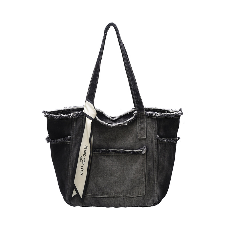 The 2025 new retro denim bag, large-capacity tote bag, single-shoulder bag, casual underarm handbag, and computer bag trend Item Picture