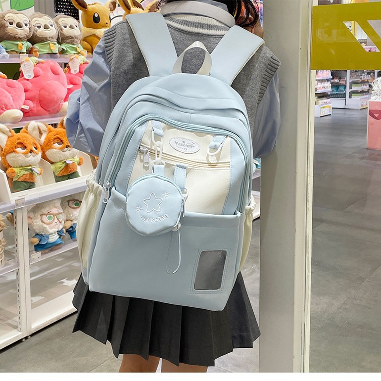 Versatile and color-blocking Japanese InS-style schoolbag, cute girl, large-capacity backpack, backpack for junior and senior high school students Application Scenario
