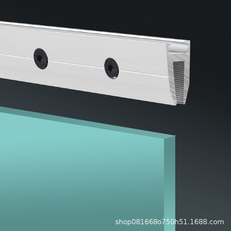 Automatic door long door clip without drilling, 12mm tempered glass door 1-meter clip, rubber gasket door clip without drilling Specification drawing