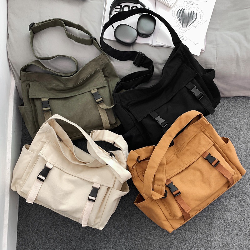 Retro casual canvas bag, women's trendy bag, large-capacity crossbody bag, travel hand bag, shoulder bag, college student class bag Specification drawing