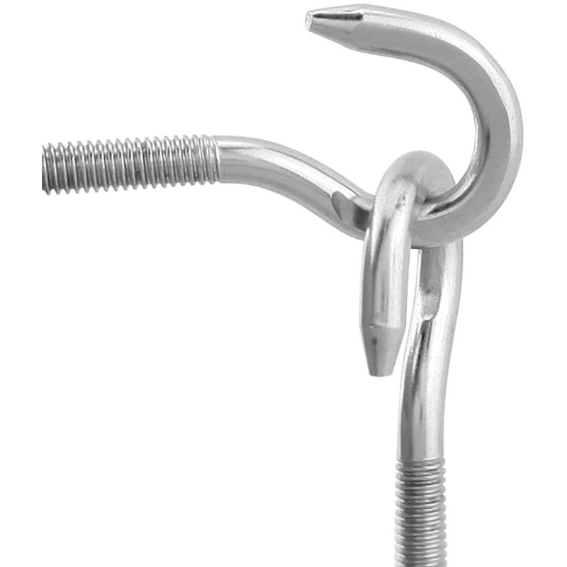 Sheep eye hook bolt, 304 stainless steel ring screw hook, screw rod, high-hardness steel hook screw, hanging object screw hook details Picture