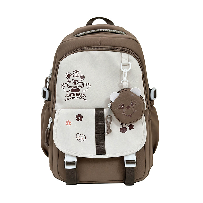 Student schoolbag in ins style, backrest, fresh and clean, junior and senior high school backpack, durable travel backrest, campus color-blocking backpack Item Picture