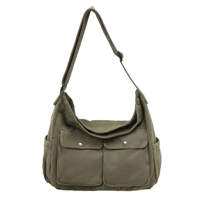 A new Japanese-style retro canvas bag for women, a large-capacity crossbody bag with a workwear style, and a Korean-style fashionable single-shoulder bag for female college students Item Picture