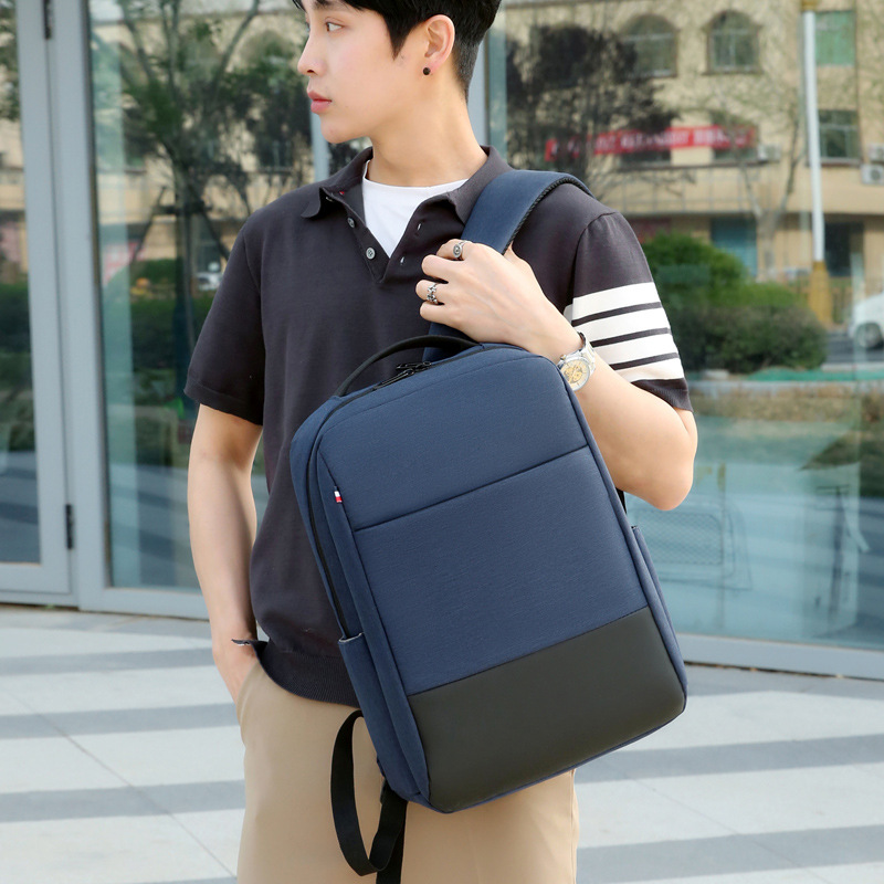 Cross-border color-blocked business travel bags, backpacks, men's computer bags, business backpacks, large capacity, high-end feel, multi-functional full figure