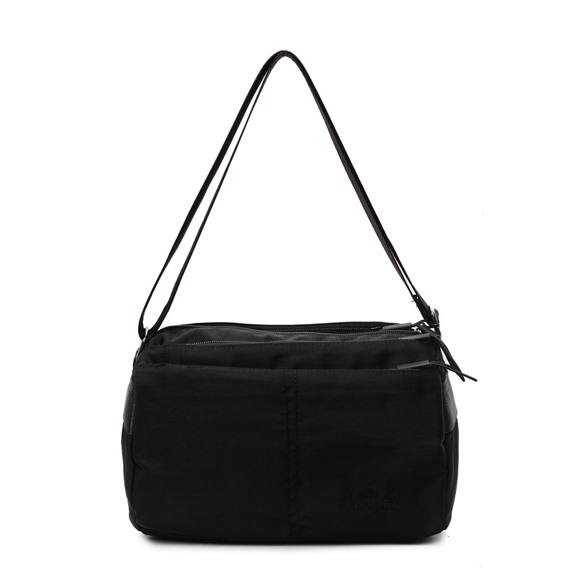 Cross-border crossbody bag, solid color storage bag, ultra-light fabric bag, water-resistant walking bag, simple small square bag, high appearance level crossbody bag Item Picture