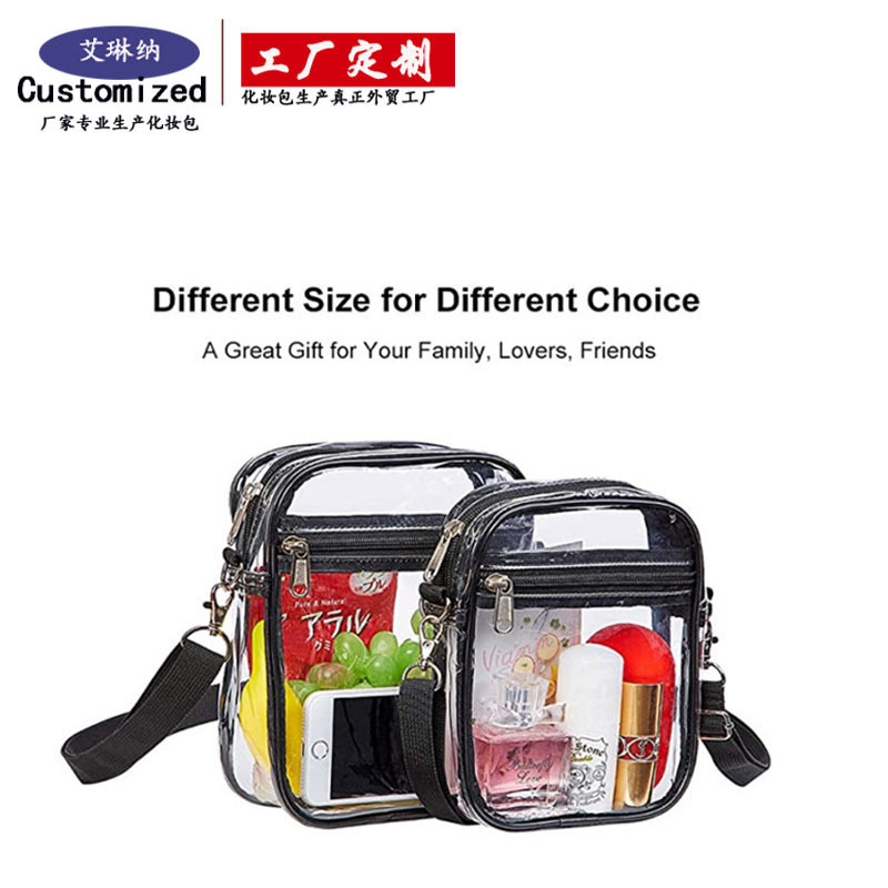 Amazon cross-border transparent single-shoulder crossbody cosmetic storage bag, waterproof transparent wallet bag processing and customization Application Scenario